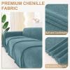 image:imageSmiry Couch Cover for Dogs Washable Chenille Sofa Covers for 3 Cushion Couch Soft Sofa Slipcover for Pets Thick Sectional Furniture Protector Throw Blanket with Tassels Beige 71x118 InchBlue