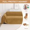 image:imageSmiry Couch Cover for Dogs Washable Chenille Sofa Covers for 3 Cushion Couch Soft Sofa Slipcover for Pets Thick Sectional Furniture Protector Throw Blanket with Tassels Beige 71x118 InchYellow