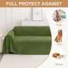 image:imageSmiry Couch Cover for Dogs Washable Chenille Sofa Covers for 3 Cushion Couch Soft Sofa Slipcover for Pets Thick Sectional Furniture Protector Throw Blanket with Tassels Beige 71x118 InchGreen
