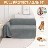 image:imageSmiry Couch Cover for Dogs Washable Chenille Sofa Covers for 3 Cushion Couch Soft Sofa Slipcover for Pets Thick Sectional Furniture Protector Throw Blanket with Tassels Grey 71x118 InchGrey