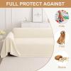 image:imageSmiry Couch Cover for Dogs Washable Chenille Sofa Covers for 3 Cushion Couch Soft Sofa Slipcover for Pets Thick Sectional Furniture Protector Throw Blanket with Tassels Beige 71x118 InchBeige