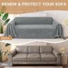 image:imageSmiry Couch Cover for Dogs Washable Chenille Sofa Covers for 3 Cushion Couch Soft Sofa Slipcover for Pets Thick Sectional Furniture Protector Throw Blanket with Tassels Grey 71x118 InchGrey