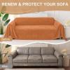 image:imageSmiry Couch Cover for Dogs Washable Chenille Sofa Covers for 3 Cushion Couch Soft Sofa Slipcover for Pets Thick Sectional Furniture Protector Throw Blanket with Tassels Beige 71x118 InchOrange
