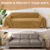 image:imageSmiry Couch Cover for Dogs Washable Chenille Sofa Covers for 3 Cushion Couch Soft Sofa Slipcover for Pets Thick Sectional Furniture Protector Throw Blanket with Tassels Beige 71x118 InchYellow