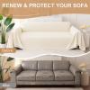 image:imageSmiry Couch Cover for Dogs Washable Chenille Sofa Covers for 3 Cushion Couch Soft Sofa Slipcover for Pets Thick Sectional Furniture Protector Throw Blanket with Tassels Beige 71x118 InchBeige