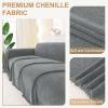 image:imageSmiry Couch Cover for Dogs Washable Chenille Sofa Covers for 3 Cushion Couch Soft Sofa Slipcover for Pets Thick Sectional Furniture Protector Throw Blanket with Tassels Grey 71x118 InchGrey