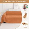 image:imageSmiry Couch Cover for Dogs Washable Chenille Sofa Covers for 3 Cushion Couch Soft Sofa Slipcover for Pets Thick Sectional Furniture Protector Throw Blanket with Tassels Beige 71x118 InchOrange
