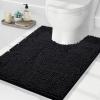 image:imageSmiry UShaped Toilet Bathroom Rugs 24x20 and 20x20 Extra Soft and Absorbent Shaggy Bathroom Mat Rugs Machine Washable NonSlip Plush CarpetBlack