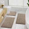 image:imageSmiry Bathroom Mats and UShaped Toilet Rug Set Machine Wash Dry Non Slip Absorbent Shaggy Bath Rug for Bath Room Shower and Tub 30 x 2016 x 24 U Shaped 20 x 20 Beige