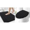 image:imageSmiry Bathroom Rugs 24x16 and Toilet Lid Cover 175x15 Soft and Absorbent Bath Mat Machine Washable NonSlip Plush Carpet Runner for Tub Shower and Floor Home DecorBlack