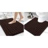 image:imageSmiry Bathroom Rugs Mat Set 2 Piece 24X16UShaped 24x20 Extra Soft Absorbent Non Slip Rubber Backing Machine Washable Quick Dry Chenille Bath Rug Set for Tub Shower and FloorBrown