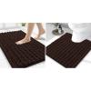 image:imageSmiry Bathroom Rugs Mat Set 2 Piece 30X20UShaped 24x20 Extra Soft Absorbent Non Slip Rubber Backing Machine Washable Quick Dry Chenille Bath Rug Set for Tub Shower and FloorBrown