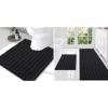 image:imageSmiry Bathroom Rugs Set 3 Piece Extra Soft Absorbent Non Slip Rubber Backing Machine Washable Quick Dry Chenille Bath Rug Set for Tub Shower and Floor 47 x 2030 x 20 UShaped 24 x 20 Black