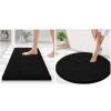 image:imageSmiry Chenille Bathroom Rugs 24x16 and Round 30x30 Extra Soft and Absorbent Shaggy Bath Mat Machine Washable NonSlip Plush Carpet Black