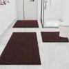 image:imageSmiry Chenille Bathroom Rugs and Mats Set of 3 Non Slip Absorbent Shaggy Bath Rug for Tub Shower and Bath Room 36x 2424x 16UShaped 24 x20 Brown