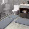image:imageSmiry Memory Foam Bath Mat 3 Set 24x16 30 x 20 and UShaped 24x20 Super Soft Absorbent Bathroom Rugs Non Slip Bath Rug Runner for Bathroom Floors Dark Grey