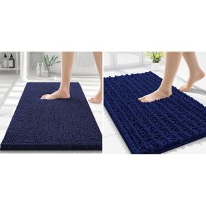 image:imageSmiry Bathroom Rugs 30X2030X20 Extra Soft Absorbent Shaggy Chenille Bath Mats Machine Washable Dry Quickly NonSlip Plush for Tub Shower and Floor Home Decor Accessories Navy Blue