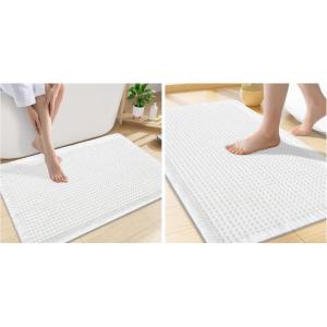 image:imageSmiry Bathroom Rugs Set 2 Piece30x20 Plus 24x17 Extra Soft Absorbent Bath Mats Non Slip Machine Washable Quick Dry Bath Rugs for Bathroom Floor Tub Shower Whtie
