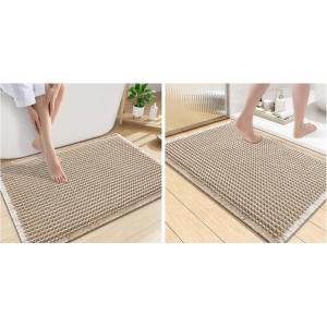 image:imageSmiry Bathroom Rugs Set 2 Piece36x24 Plus 30x20 Extra Soft Absorbent Bath Mats Non Slip Machine Washable Quick Dry Bath Rugs for Bathroom Floor Tub Shower BrownampCream