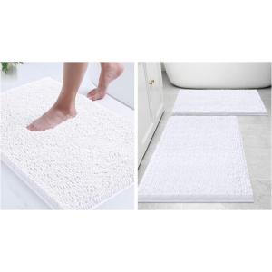 image:imageSmiry Bathroom Rugs and Mats Set of 3 Non Slip Absorbent Shaggy Bath Rug for Tub Shower and Bath Room 24x 1624x 1630 x 20 White