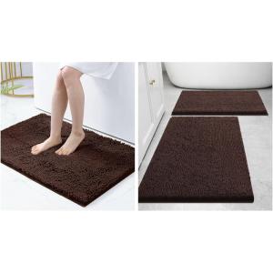 image:imageSmiry Bathroom Rugs and Mats Set of 3 Non Slip Absorbent Shaggy Bath Rug for Tub Shower and Bath Room 24x 1630 x 2036x24 Brown