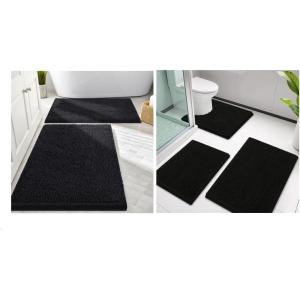 image:imageSmiry Bathroom Rugs and Mats Set of 5 Non Slip Absorbent Shaggy Bath Rug for Tub Shower and Bath Room 30x2024x1630x2024x1624x20 Black