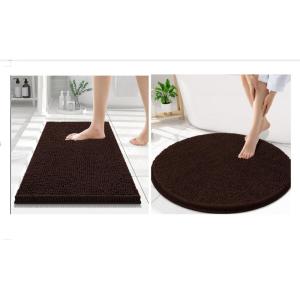 image:imageSmiry Chenille Bathroom Rugs 24x16 and Round 30x30 Extra Soft and Absorbent Shaggy Bath Mat Machine Washable NonSlip Plush Carpet Brown