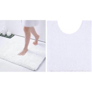 image:imageSmiry Chenille Bathroom Rugs 24x16 and UShaped Toilet Bath Rugs 20x20 Extra Soft and Absorbent Shaggy Bath Mat Machine Washable NonSlip Plush Carpet White
