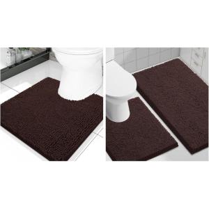 image:imageSmiry Chenille Bathroom Rugs 30x20 and UShaped Toilet Bath Rugs 20x2024x20 Extra Soft and Absorbent Shaggy Bath Mat Machine Washable NonSlip Plush Carpet Brown