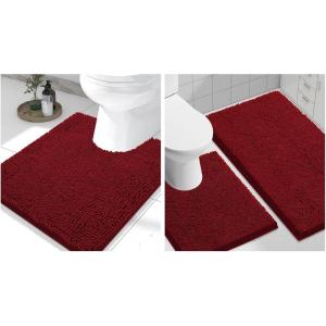image:imageSmiry Chenille Bathroom Rugs 30x20 and UShaped Toilet Bath Rugs 24x2024x20 Extra Soft and Absorbent Shaggy Bath Mat Machine Washable NonSlip Plush Carpet Burgundy