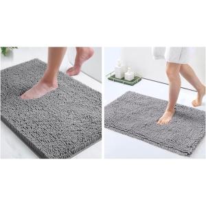 image:imageSmiry Chenille Bathroom Rugs 30x2024x16 Extra Soft and Absorbent Shaggy Bath Mat Machine Washable NonSlip Plush Carpet Grey