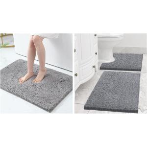 image:imageSmiry Luxury Chenille Bath Rug 24x16 Bathroom Rugs and Mats Set 30x2024x20 Grey