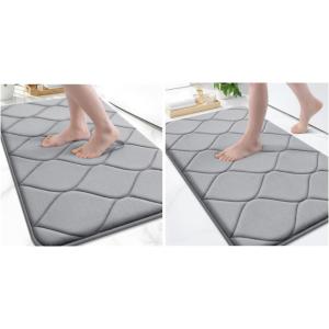 image:imageSmiry Memory Foam Bath Mat Set 30x20 and 36x24 Grey Super Soft Absorbent Bathroom Rugs Non Slip Bath Rug Runner for Shower Bathroom Floors Grey