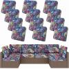 image:imageSmiry Waterproof Patio Cushion Covers Stretch Outdoor Couch Slipcovers Replacement Washable Furniture Protector Sofa Chair Seat Cover for Dogs Pets 4 Pcs Blue GreenBlue Green
