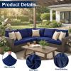 image:imageSmiry Waterproof Patio Cushion Covers Stretch Outdoor Couch Slipcovers Replacement Washable Furniture Protector Sofa Chair Seat Cover for Dogs Pets 4 Pcs Blue GreenNavy Blue