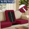image:imageSmiry Waterproof Patio Cushion Covers Stretch Outdoor Couch Slipcovers Replacement Washable Furniture Protector Sofa Chair Seat Cover for Dogs Pets 4 Pcs Blue GreenWine Red