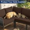 image:imageSmiry Waterproof Patio Cushion Covers Stretch Outdoor Couch Slipcovers Replacement Washable Furniture Protector Sofa Chair Seat Cover for Dogs Pets 4 Pcs Blue GreenCoffee
