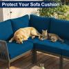 image:imageSmiry Waterproof Patio Cushion Covers Stretch Outdoor Couch Slipcovers Replacement Washable Furniture Protector Sofa Chair Seat Cover for Dogs Pets 4 Pcs Blue GreenPeacock Blue