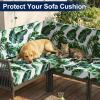 image:imageSmiry Waterproof Patio Cushion Covers Stretch Outdoor Couch Slipcovers Replacement Washable Furniture Protector Sofa Chair Seat Cover for Dogs Pets 4 Pcs Blue GreenGreen