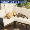image:imageSmiry Waterproof Patio Cushion Covers Stretch Outdoor Couch Slipcovers Replacement Washable Furniture Protector Sofa Chair Seat Cover for Dogs Pets 4 Pcs Blue GreenBeige