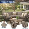 image:imageSmiry Waterproof Patio Cushion Covers Stretch Outdoor Couch Slipcovers Replacement Washable Furniture Protector Sofa Chair Seat Cover for Dogs Pets 4 Pcs Blue GreenTaupe