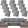image:imageSmiry Waterproof Patio Cushion Covers Stretch Outdoor Couch Slipcovers Replacement Washable Furniture Protector Sofa Chair Seat Cover for Dogs Pets 4 Pcs Blue GreenGrey and Black