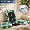 image:imageSmiry Waterproof Patio Cushion Covers Stretch Outdoor Couch Slipcovers Replacement Washable Furniture Protector Sofa Chair Seat Cover for Dogs Pets 4 Pcs Blue GreenGreen