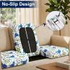 image:imageSmiry Waterproof Patio Cushion Covers Stretch Outdoor Couch Slipcovers Replacement Washable Furniture Protector Sofa Chair Seat Cover for Dogs Pets 4 Pcs Blue GreenLight Green