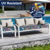 image:imageSmiry Waterproof Patio Cushion Covers Stretch Outdoor Couch Slipcovers Replacement Washable Furniture Protector Sofa Chair Seat Cover for Dogs Pets 4 Pcs Blue GreenBlue Green