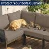 image:imageSmiry Waterproof Patio Cushion Covers Stretch Outdoor Couch Slipcovers Replacement Washable Furniture Protector Sofa Chair Seat Cover for Dogs Pets 4 Pcs Blue GreenTaupe