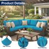 image:imageSmiry Waterproof Patio Cushion Covers Stretch Outdoor Couch Slipcovers Replacement Washable Furniture Protector Sofa Chair Seat Cover for Dogs Pets 4 Pcs Blue GreenTeal