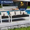 image:imageSmiry Waterproof Patio Cushion Covers Stretch Outdoor Couch Slipcovers Replacement Washable Furniture Protector Sofa Chair Seat Cover for Dogs Pets 4 Pcs Blue GreenBlack