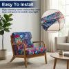 image:imageSmiry Waterproof Patio Cushion Covers Stretch Outdoor Couch Slipcovers Replacement Washable Furniture Protector Sofa Chair Seat Cover for Dogs Pets 4 Pcs Blue GreenBlue Green