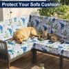 image:imageSmiry Waterproof Patio Cushion Covers Stretch Outdoor Couch Slipcovers Replacement Washable Furniture Protector Sofa Chair Seat Cover for Dogs Pets 4 Pcs Blue GreenLight Green